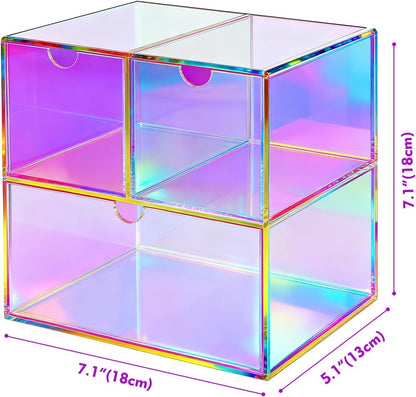 Gelite Desk Organizer with 3 Storage Drawers for Makeup Office Acrylic Desktop Drawer Organizer for Vanity Office Organization and Storage Box, Neon Pink