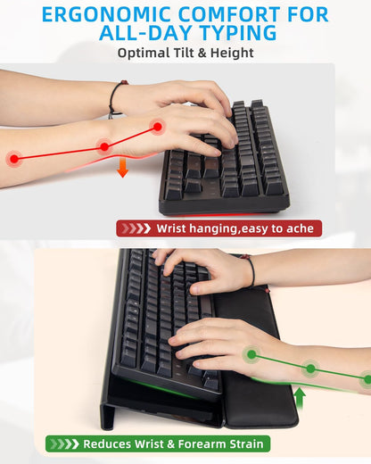 Keyboard Stand with Wrist Rest - Comfortable Wrist Pad for Easy Typing, Keyboard Tray for Office, Home, School (Fits Most Standard Keyboards)
