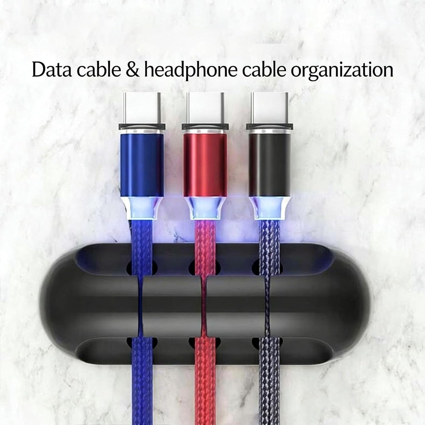 3 Pack Silicone Cable Organizer Clips, Adhesive Cord Holder for Desk, 3/5/7 Slot Cable Management Clips, Desktop Wire Organizer for Charging Cables, Headphones, Mouse, Office & Home