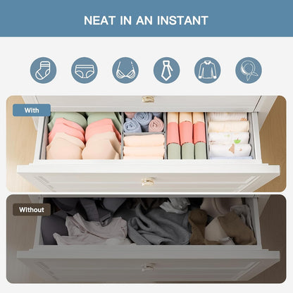 Criusia Drawer Organizer Clothes, 10 Pack Dresser Organizer for Baby Clothes, Underwear, Sock- Foldable Closet Organization and Storage Dividers Bins for Nursery, Bedroom (Beige)