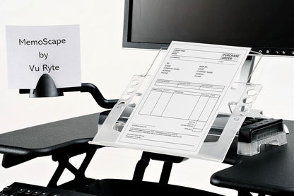 MemoScape Adjustable in-Line Document Holder for Typing | Reduces Neck Strain, Improves Focus, Boosts Desk Organization, and Workflow | Paper Holder Stand for Desk and Home Office - Black (VUR 2060)