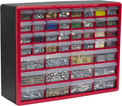 Akro-Mils 24-Drawer Plastic Drawer Storage Cabinet for Garage Organization, Bead Organizer, Building Bricks Storage, Teacher Toolbox, Makeup Organizer, 20" W x 6" D x 16" H, 10124 Black
