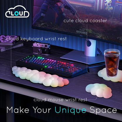 Cloud Wrist Rest for Computer Keyboard Arm Wrist Rest with Non-Slip Base Extended Wrist Rest Ergonomic Memory Foam for Keyboard and Mouse Typing Pain Relief, Office, Gaming, Computer