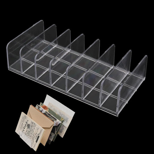 2 Pack Acrylic Money Organizer Cash Tray, 7 Section Eyeshadow Makeup Palette Organizer, Clear Desk Cash Tray for Paper Envelope, Bill, Document