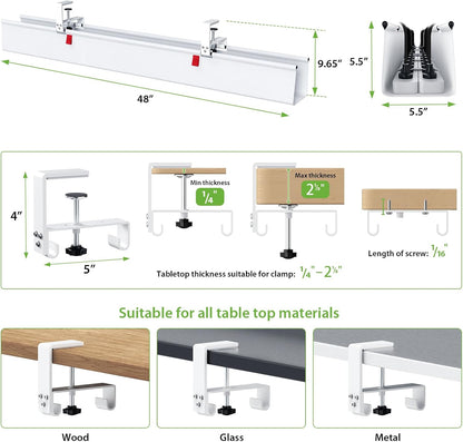 KEEGH Extra Large 48" Under Desk Cable Management Tray - Under Desk Cord Management - Clamp/Screw Mount - Support Upto 70lbs - Fabric Wire Management - Cable Raceways Tray Cord Hiders for Office/Home