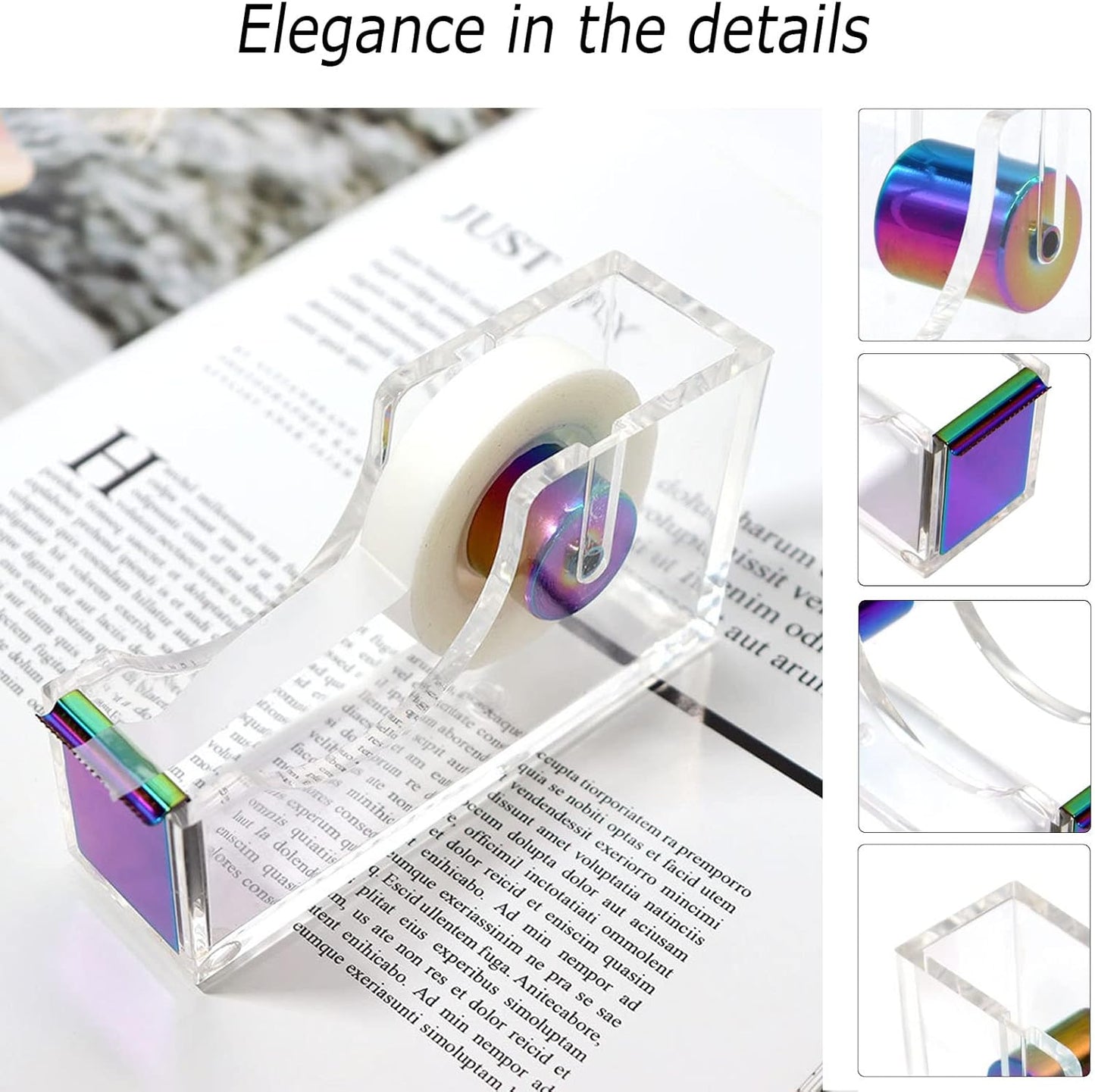 Famassi Rose Gold Desk Accessories，Office Supplies Set Acrylic Stapler Set Staple Remover, Tape Holder, 2 Ballpoint Pen, Scissor, Binder/Paper Clips and 1000pcs Staples.