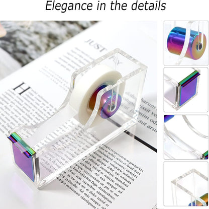 Famassi Rose Gold Desk Accessories，Office Supplies Set Acrylic Stapler Set Staple Remover, Tape Holder, 2 Ballpoint Pen, Scissor, Binder/Paper Clips and 1000pcs Staples.