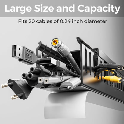 Yecaye 62.8in(4x15.7in) Cable Raceway, Large Under Desk Cable Management for Server Rack Wire Raceway, Wire Management Tray, Cord Organizer for Gaming Desk, Black