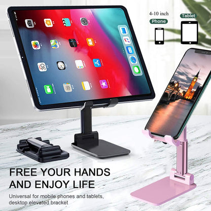Meetuo 2 Pcs Cell Phone Stand, Adjustable Angle Height Phone Stand for Desk, Fully Foldable/Portable Phone Holder, Compatible for iPhone 16/15/14/13/12/Smartphones