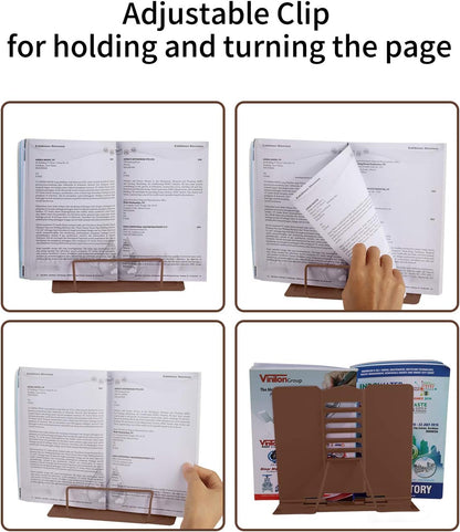 MSDADA Desk Book Stand Metal Reading Rest Book Holder Adjustable Cookbook Documents Holder for Recipes Textbooks Tablet Music Books, Mom Gifts, Gifts for Grandma Mom Mothers Day(Light Purple)