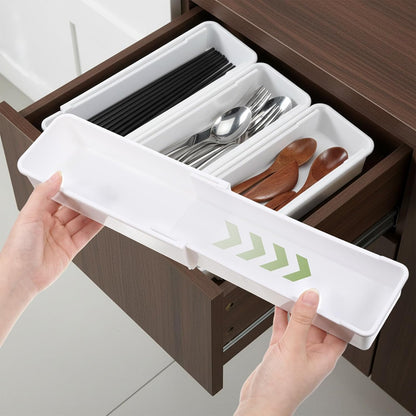 6 Pack Expandable Drawer Organizers Set, 9.8-16.2inches Plastic Drawer Organizer Trays Stackable Storage Container for Vanity Office Home Utensils Gadgets Shelf Kitchen