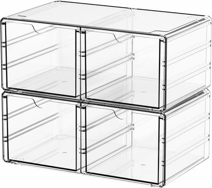Yieach 2 Pack Acrylic Storage Drawers With 6 Drawers,Stackable Desk Organizer and Makeup Organizer,Large Clear Office Supplies Organizer for Pen,Stationary,Palettes,Arts Craft Organizers and Storage