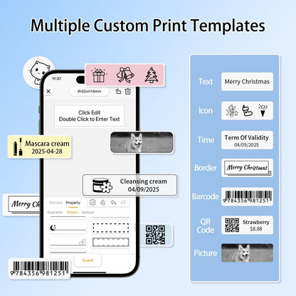 Rongta Bluetooth Label Maker Machine with Tape, Portable Mini Label Printer Wireless Thermal Handheld Sticker Makers Mini Label Makers with Multiple Templates for Organizing Office Home School(White)