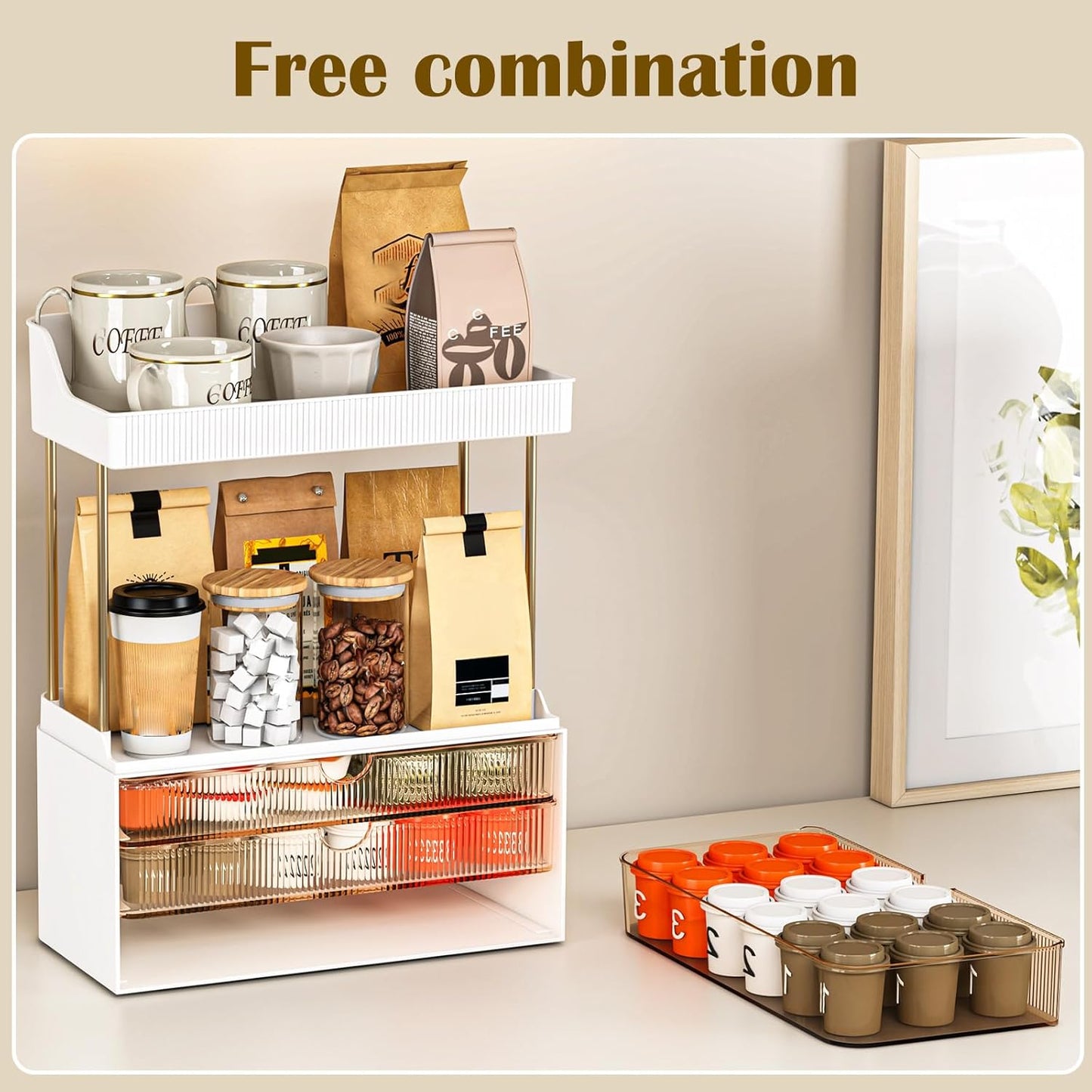 caktraie 12.2" W Makeup Organizer Drawers - 5 Tiers Bathroom Counter Organizer, Cosmetic Storage Drawer for Dresser Countertop and Bathroom Vanity for Large Skincare, Perfume, Clear