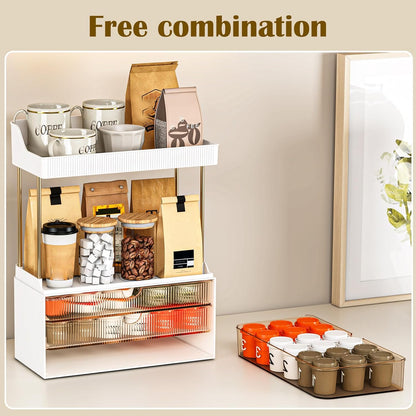 caktraie 12.2" W Makeup Organizer Drawers - 5 Tiers Bathroom Counter Organizer, Cosmetic Storage Drawer for Dresser Countertop and Bathroom Vanity for Large Skincare, Perfume, Clear