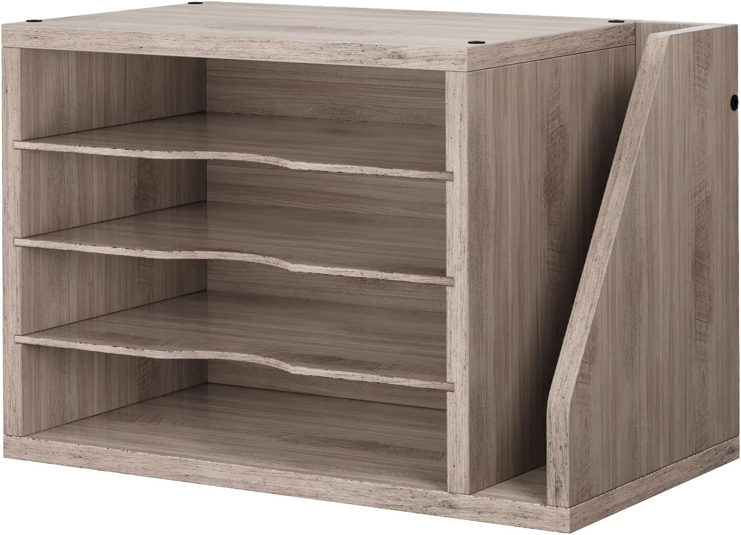 Creso hom Mail Sorter, File Organizer Desktop, Wood Desk Organizer with 3 Adjustable Shelves, Mail Holder for Office, Home, Letter Sorter File Holders for Envelopes, Supplies Magazines, Rustic Brown