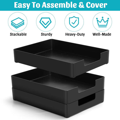 Letter-Size Tray Desk Letter Tray Paper Tray, Sturdy Heavy-Duty Plastic Printer Paper Tray, Single-Tier Stackable File Storage Organizer for Office Home (Clear)