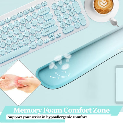 BamLue Upgrade Silky and Superfine Fabric Keyboard Wrist Rest, Gel Mouse Wrist Pillow Pad Set for Easy Typing & Pain Relief for Laptop, Office & Home, Ergonomic Sets for Keyboard-Pink
