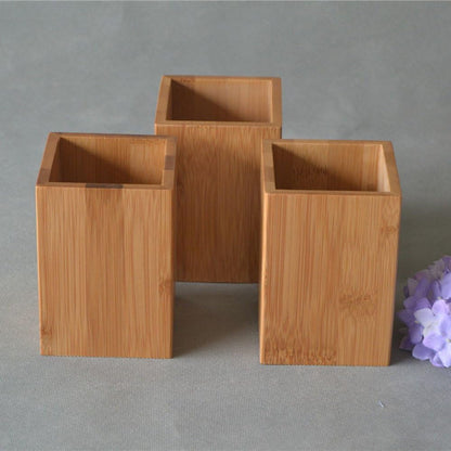 Bamboo Wood Desk Pen Pencil Holder Stand Multi Purpose Use Pencil Cup Pot Desk Organizer