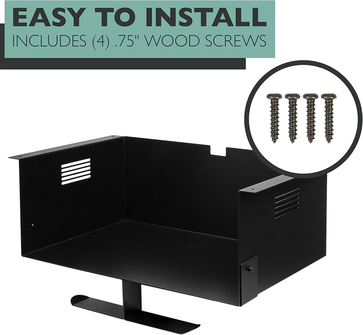 Ilyapa Under Desk CPU Mount, Steel Under Desk Computer Mount Vented Sides, PC Wall Storage, Laptop Stand, Shelf for Office Storage, 4x12x11 Inches