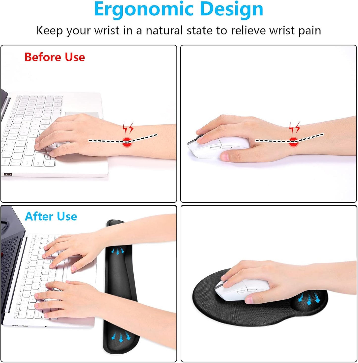 Dapesuom Keyboard Wrist Rest and Mouse Pad with Wrist Support, Cute Memory Foam Cushion for Keyboard and Mouse Set, Ergonomic Desktop Pad Rests with Non Slip Base for Easy Typing & Pain Relief, Pink