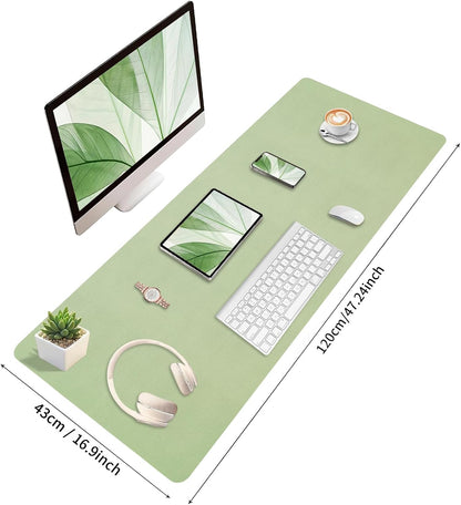 Bloss Leather Desk Pad and Keyboard Wrist Rest, Large Mouse Pad + Keyboard Pad+Mouse Wrist Support, Non-Slip Desk Mat Protector for Office, Home(31.5×15.7 Inches,Beige)