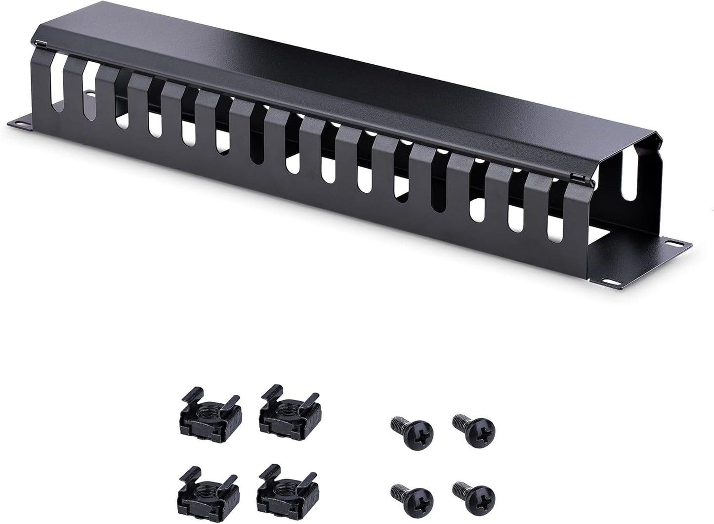 StarTech.com 3ft (1m) Vertical Cable Management Duct with Cover - 0U Open Slot Finger Duct Wire Raceway for 19 Inch Server Rack - Slotted Cord Channel (CMVER20UF)