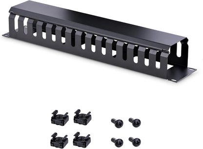 StarTech.com 3ft (1m) Vertical Cable Management Duct with Cover - 0U Open Slot Finger Duct Wire Raceway for 19 Inch Server Rack - Slotted Cord Channel (CMVER20UF)