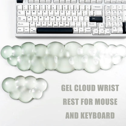 Gel Keyboard and Mouse Wrist Rest Set – Clear Cloud Wrist Rest for Computer Keyboard 60%/68%/75%, Comfort & Support for Typing and Gaming(Purple Green)