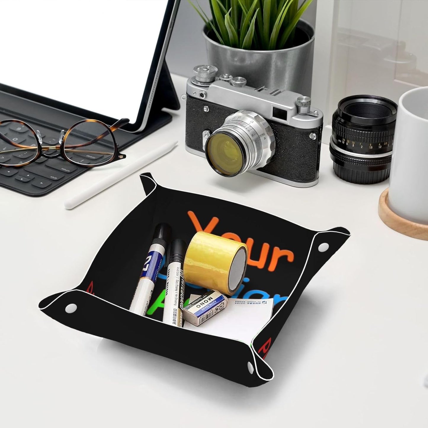 Tray Leather Valet Tray Forest Tree Reindeer Catchall Trays Key Organizer Night Stand Organizer Bedside Vanity Trays Decor for Entryway Table
