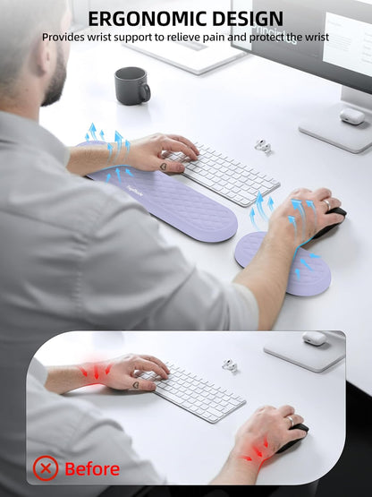 TopMade Upgraded Wider Wrist Rest Set, Soft Memory Foam Keyboard Hand Rest Pad, Computer Ergonomic Keyboard Mouse Wrist Support for Typing Pain Relief, Comfort for Office, Gaming, Study, Black