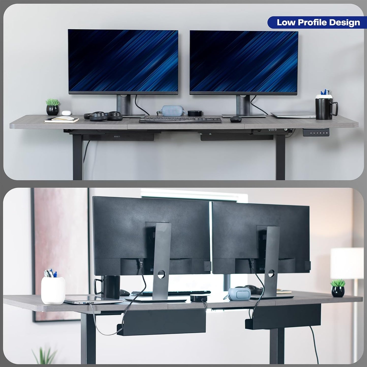 VIVO Under Desk 17 inch Cable Management Trays, Power Strip Holders, Cord Organizers, Wire Tamers for Office and Home, Black, 2 Pack, DESK-AC06-2C