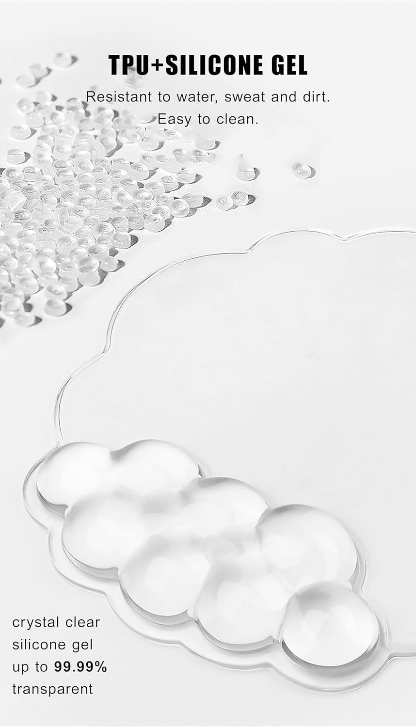Mouse Pad with Wrist Rest, Soft Cloud Gel Keyboard Mouse Pad Set with Hand Wrist Support, Cute Non Slip Office Desk Accessories for Comfort/Pain Relief/PC Gaming/Computer/Laptop, (Clear Cloud)