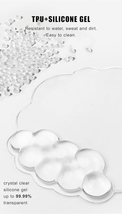 Mouse Pad with Wrist Rest, Soft Cloud Gel Keyboard Mouse Pad Set with Hand Wrist Support, Cute Non Slip Office Desk Accessories for Comfort/Pain Relief/PC Gaming/Computer/Laptop, (Clear Cloud)