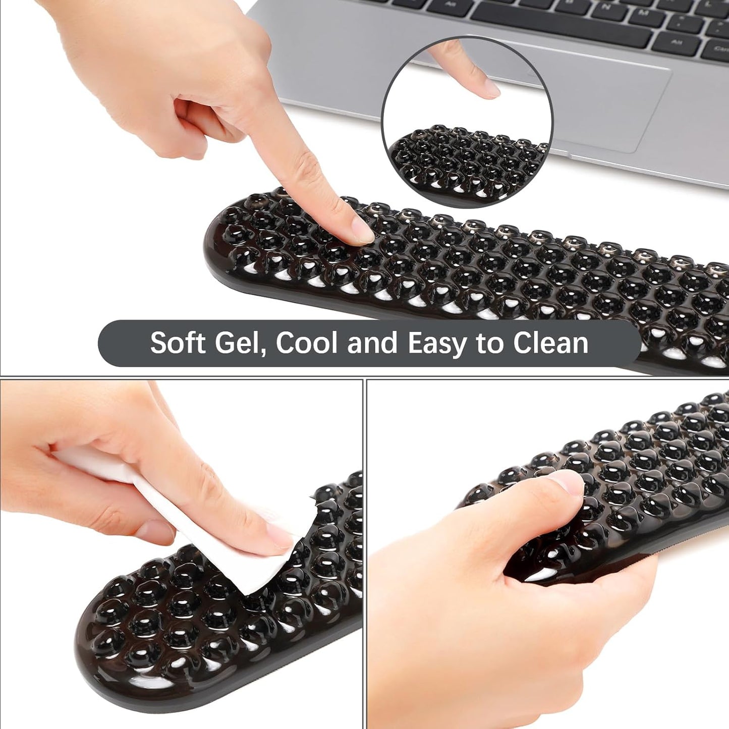 MEGREZ Clear Gel Wrist Rest for Keyboard and Mouse, Cute Crystal Gel WristRest, Ergonomic Wrist Rest Set, Cloud Wrist Rest Keyboard, Pink