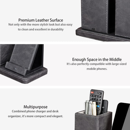 Wireless Charger with Desk Organizer, Wireless Charging Station for iPhone 13/13 Pro Max/13 Pro/12 Series/11/XS Max/XR/X/8Plus/SE 2, Wireless Charging Stand with Leather… (Marble)