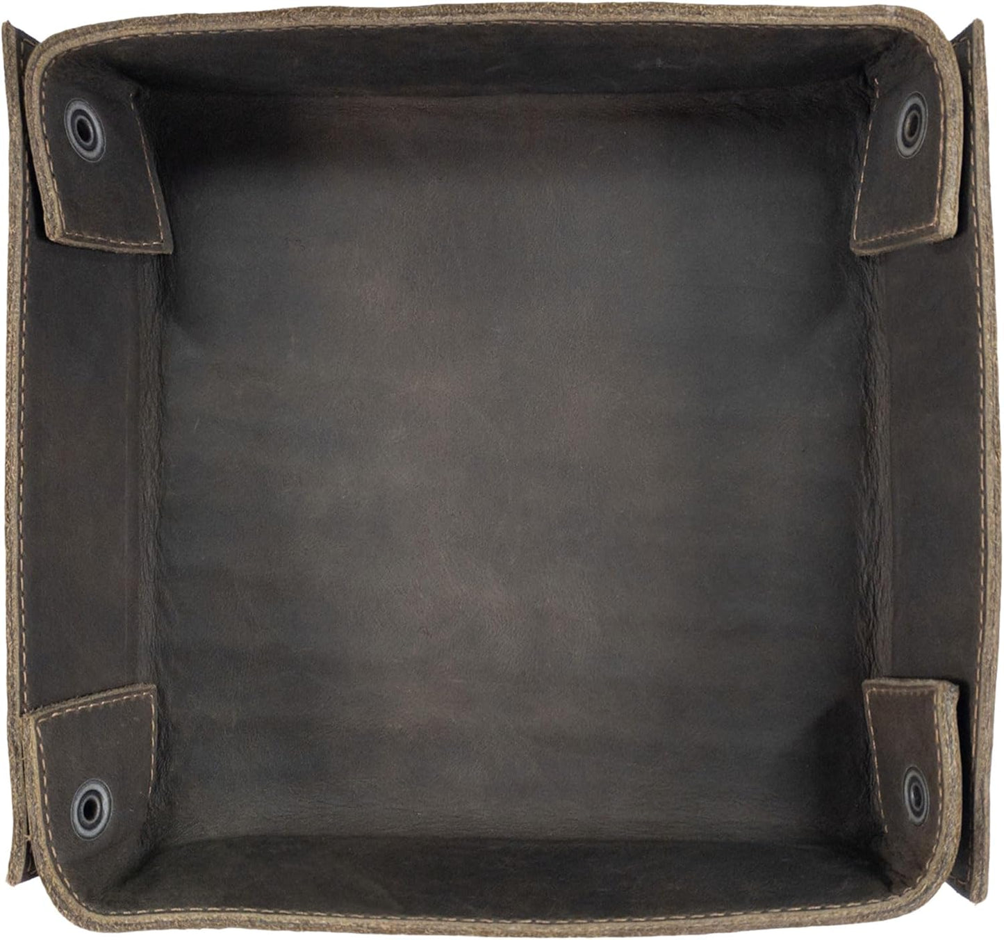 Hide & Drink, Leather Catchall Tray, Easy Access Organizer for Keys, Coins, Change, Jewelry, Watches, Smartphones, Durable, Vintage Style, Handmade :: Bourbon Brown