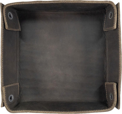 Hide & Drink, Leather Catchall Tray, Easy Access Organizer for Keys, Coins, Change, Jewelry, Watches, Smartphones, Durable, Vintage Style, Handmade :: Bourbon Brown