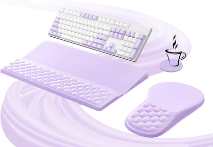 Ospelelf Ergonomic Mouse Pad and Keyboard Stand Wrist Rest Set, Memory Foam Comfort, Pain Relief for Typing, Office Desk Accessories, Moonlit Blossoms