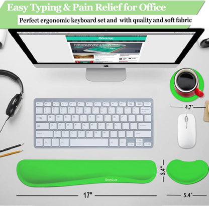 BamLue Upgrade Silky and Superfine Fabric Keyboard Wrist Rest, Gel Mouse Wrist Pillow Pad Set for Easy Typing & Pain Relief for Laptop, Office & Home, Ergonomic Sets for Keyboard-Pink