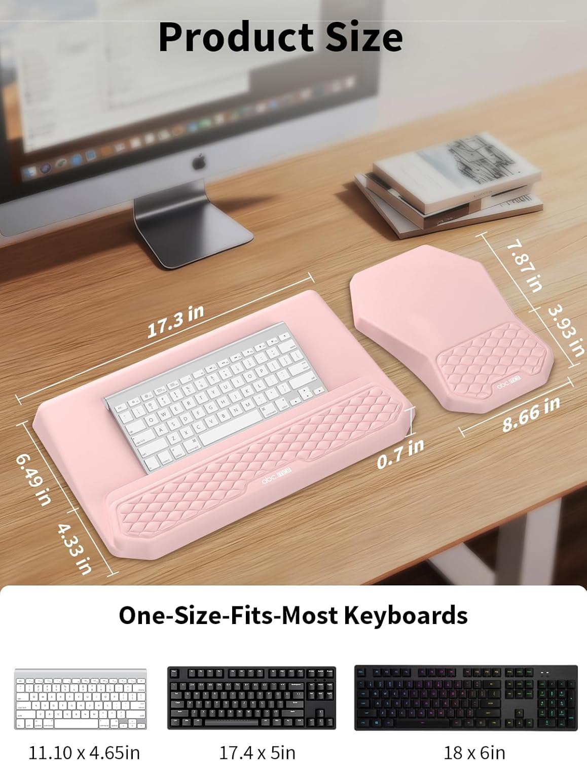 3-in-1 Ergonomic Keyboard Stand with Wrist Rest & Mouse Pad Set, Comfy Keyboard Riser Holder Soft Mousepad with Massage Design, Memory Foam and Non-Slip PU Base for Pain Relief, Black