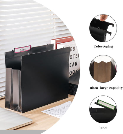 Hanging Rose Gold File Organizer, equipped with a 6-piece set of rose gold desktop accessories