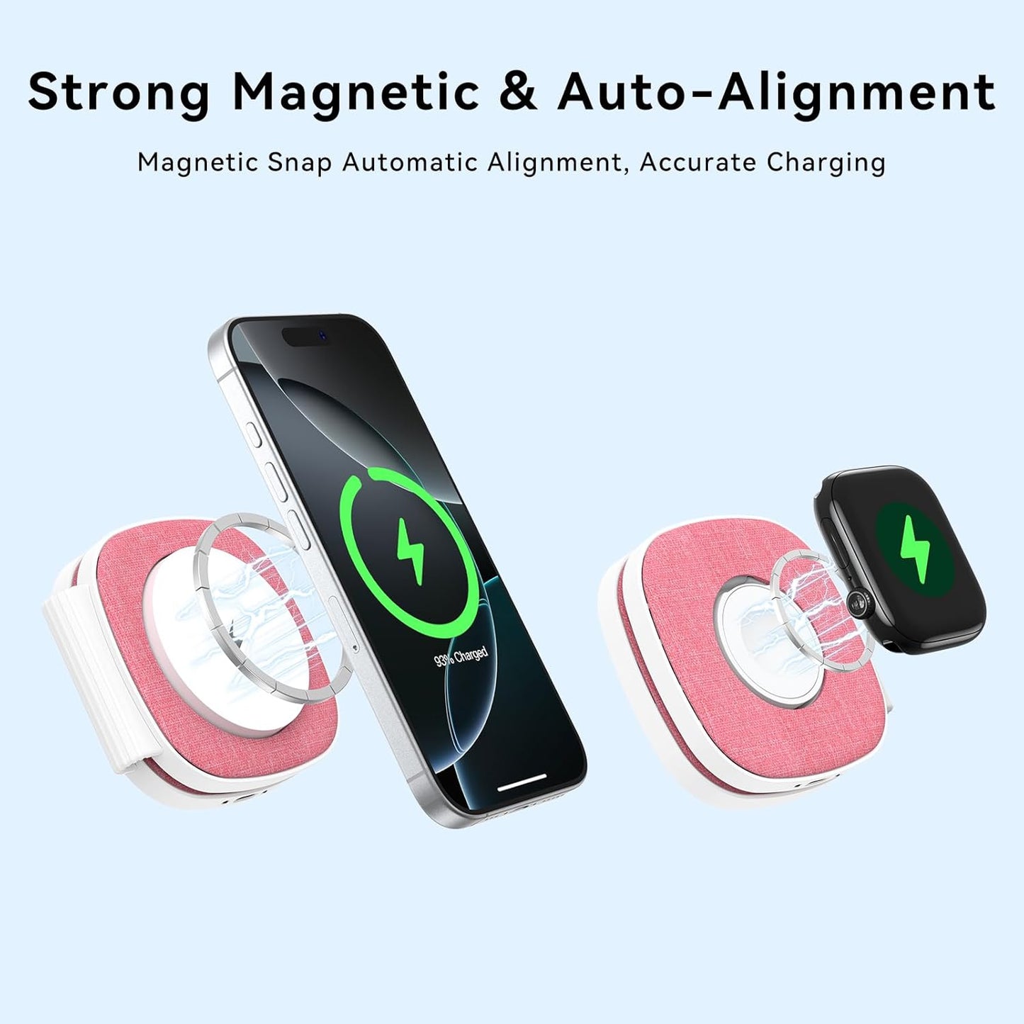 Charging Station for Apple Multiple Devices：2 in 1 Foldable Wireless Charger for Magnetic Wireless Charger Station Travel Charging Pad for Apple iPhone 17 16 15 14 13 12 Series& Apple Watch& Airpods