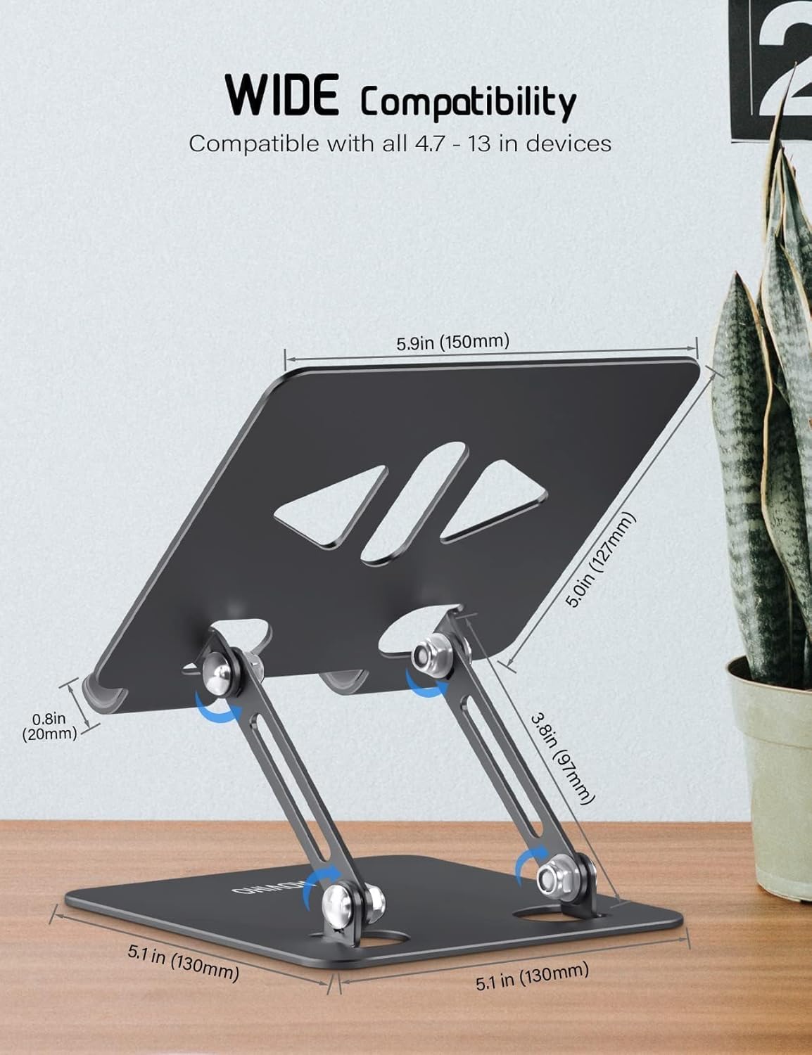 Aoviho Tablet Stand Holder for Desk, Adjustable Desktop Tablet Holder, Foldable Aluminum Tablet Mount for iPad pro 12.9, iPad Air Mini, Samsung Galaxy Tabs Z Fold Kindle Fire 4-12 inch Purple