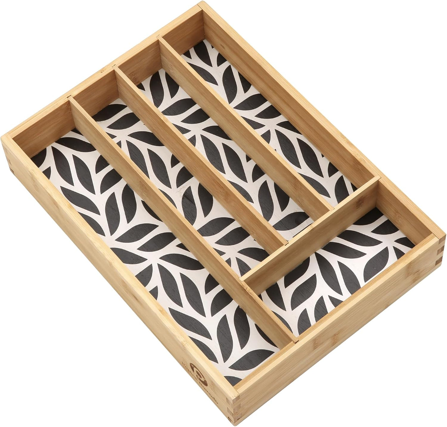 Pristine Bamboo Expandable Drawer Organizers for Kitchen - Extra Deep Non-Slip 17” x 14.6” (expands up to 25 inches) - Dark Wooden Silverware Divider (10 Compartments) – Organize Cooking Utensils