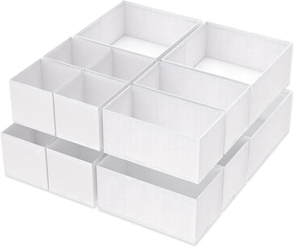 Criusia Drawer Organizer Clothes, 8 Pack Underwear Organizer, Foldable Closet Organizers and Storage Dresser Dividers for Clothes, Socks, Scarves, Ties (Gray)