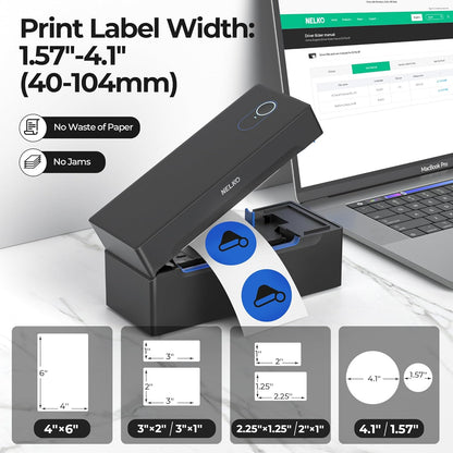 Nelko Bluetooth Thermal Shipping Label Printer, Wireless 4x6 Shipping Label Printer for Shipping Packages, Support Android, iPhone and Windows, Widely Used for Amazon, Shopify (Black)