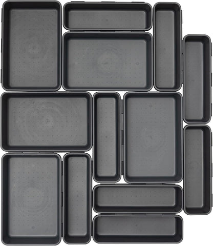 BYCY Office Drawer Organizers Bins Junk Drawer Organizers Tray Storage Dividers for Office Desk Dress Makeup (13pcs 2Size)