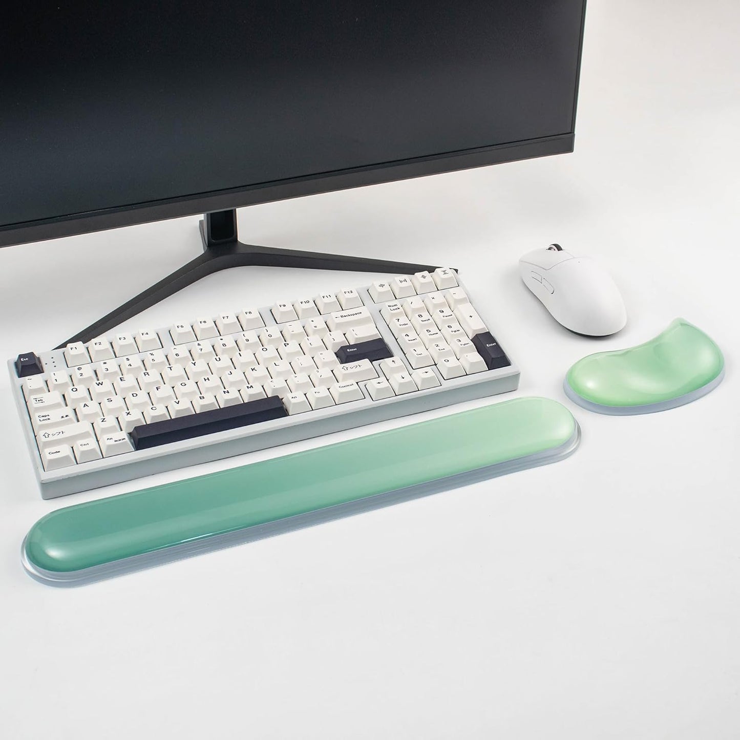 Gel Keyboard and Mouse Wrist Rest Set –Blue Purple Clear Wrist Rest for Computer Keyboard 60%/68%/75%, Comfort & Support for Typing and Gaming