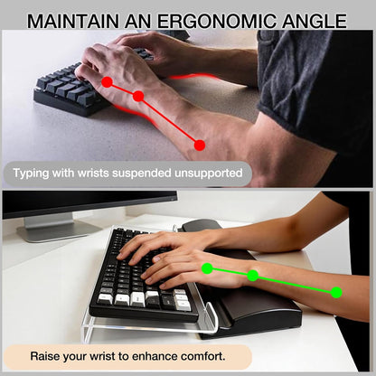 Acrylic Keyboard Stand w/Silicone Wrist Rest 4-Level Height Adjustment, Ergonomic 16.9 x 5.7 inches Computer Keyboard Riser for Easy Typing Office, Gaming, and Home Desks Black